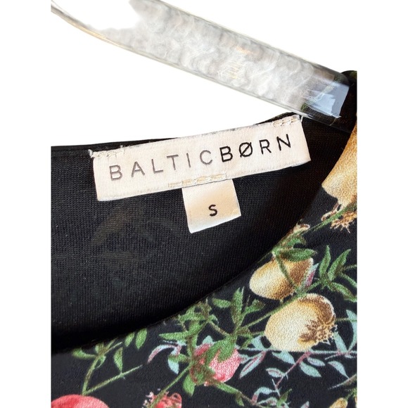 Baltic Born Pomegranate Midi Dress Black Floral Botanical Tie Waist Small - Picture 5 of 8